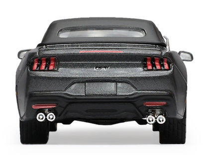 2024 Ford Mustang GT 5.0 Convertible Dark Matter Gray Metallic with Black Soft Top "Stampede" Series 2 1/64 Diecast Model Car