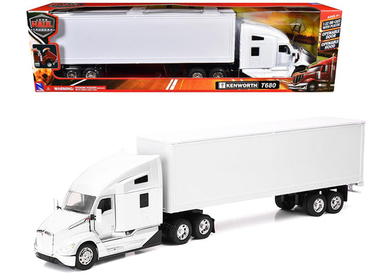 Kenworth T680 Truck White with Dry Van Trailer White "Long Haul Trucker" Series 1/32 Diecast Model