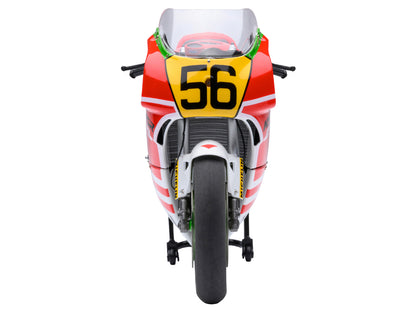Honda NSR500 WGP500 Motorcycle #56 Red and White with Helmet "Baribari Legend" (1986) OVA 1/12 Model