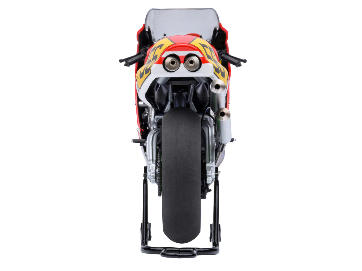Honda NSR500 WGP500 Motorcycle #56 Red and White with Helmet "Baribari Legend" (1986) OVA 1/12 Model
