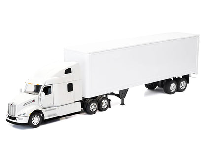 Peterbilt 579 Truck White with Dry Goods Trailer White "Long Haul Truckers" Series 1/32 Diecast Model