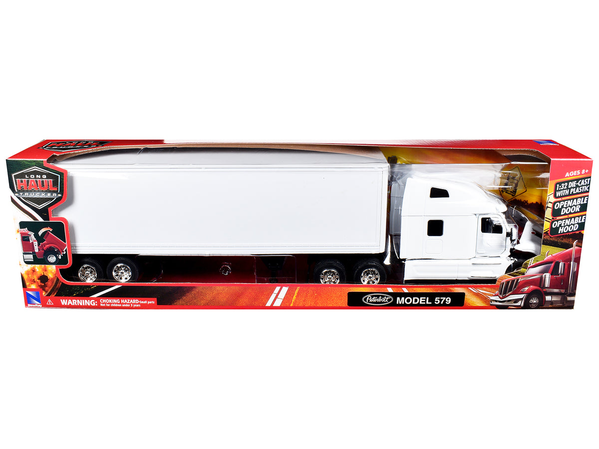 Peterbilt 579 Truck White with Dry Goods Trailer White "Long Haul Truckers" Series 1/32 Diecast Model