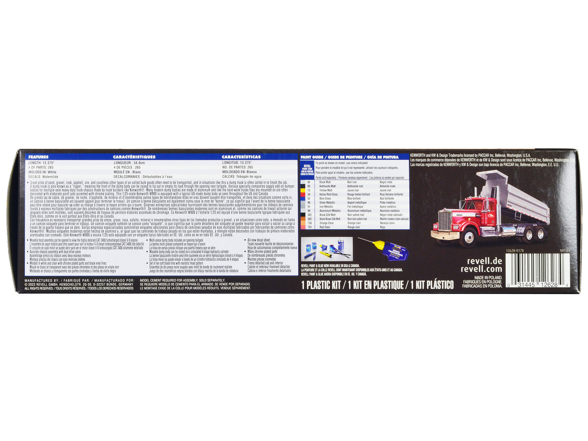 Level 5 Model Kit Kenworth W-900 Dump Truck 1/25 Scale Model