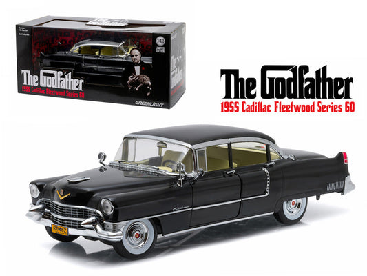 1955 Cadillac Fleetwood Series 60 Special Black "The Godfather" (1972) Movie 1/18 Diecast Model Car