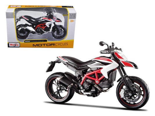 2013 Ducati Hypermotard SP White with Black and Red Stripes 1/12 Diecast Motorcycle Model
