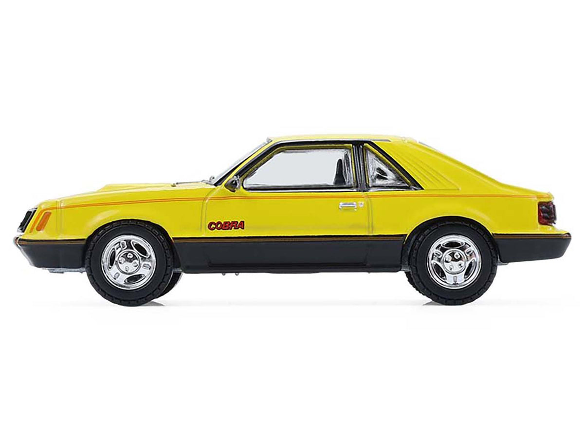 1979 Ford Mustang Cobra Fastback Bright Yellow with Cobra Good Graphics "GreenLight Muscle" Series 30 1/64 Diecast Model Car