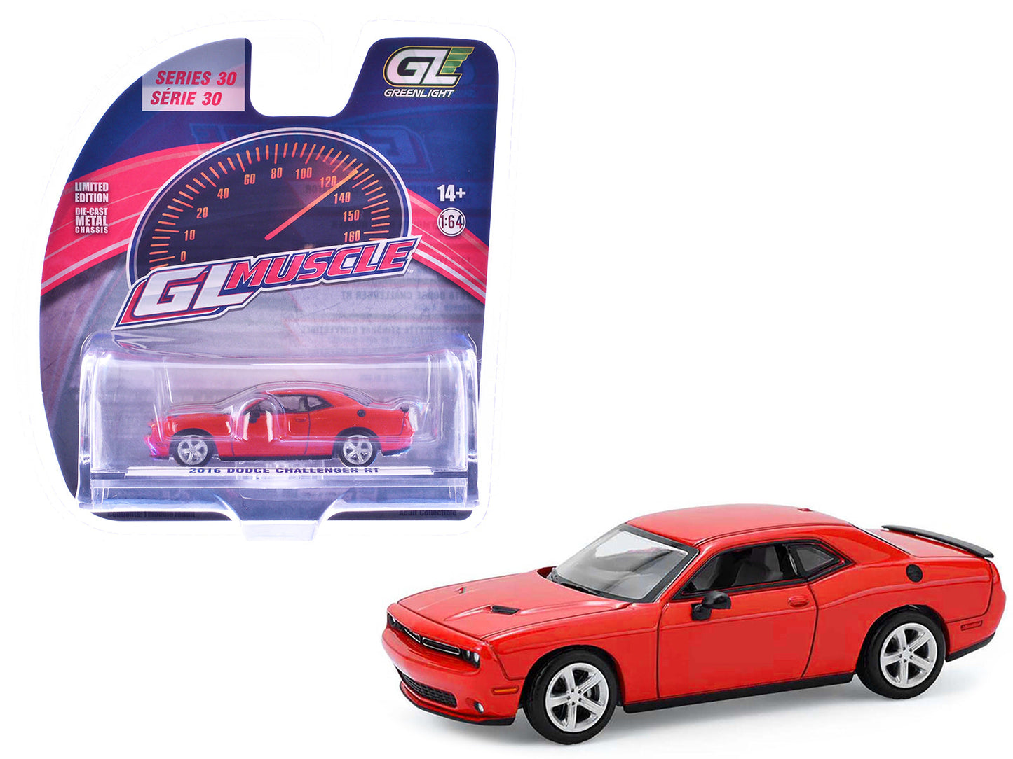 2016 Dodge Challenger RT Torred "GreenLight Muscle" Series 30 1/64 Diecast Model Car