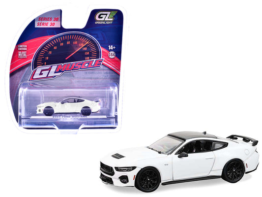 2024 Ford Mustang Oxford White with Black Top "GreenLight Muscle" Series 30 1/64 Diecast Model Car
