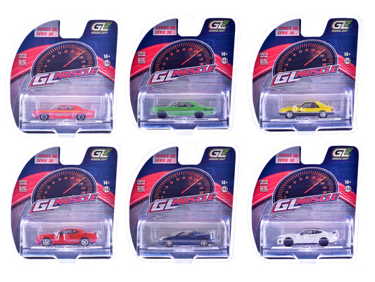 "GreenLight Muscle" Series 30 Set of 6 pieces 1/64 Diecast Model Cars