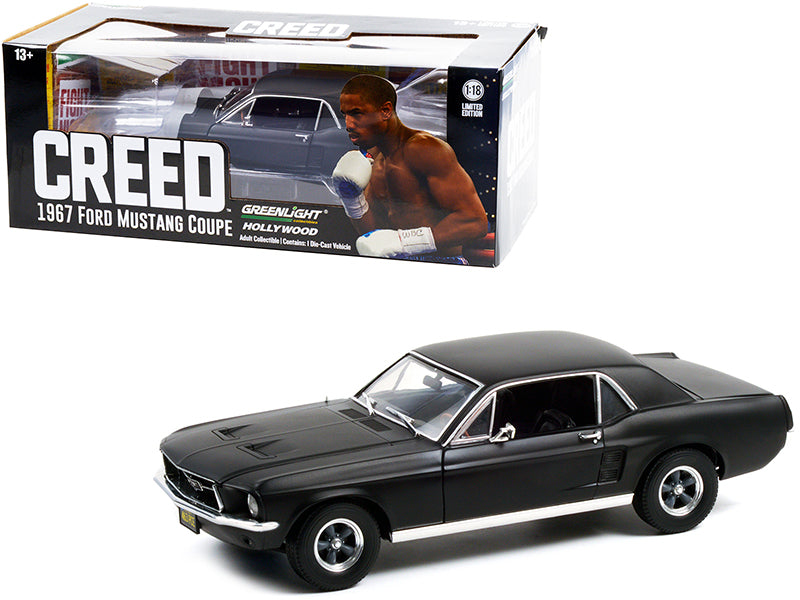 1967 Ford Mustang Coupe Matt Black (Adonis Creed's) "Creed" (2015) Movie 1/18 Diecast Model Car
