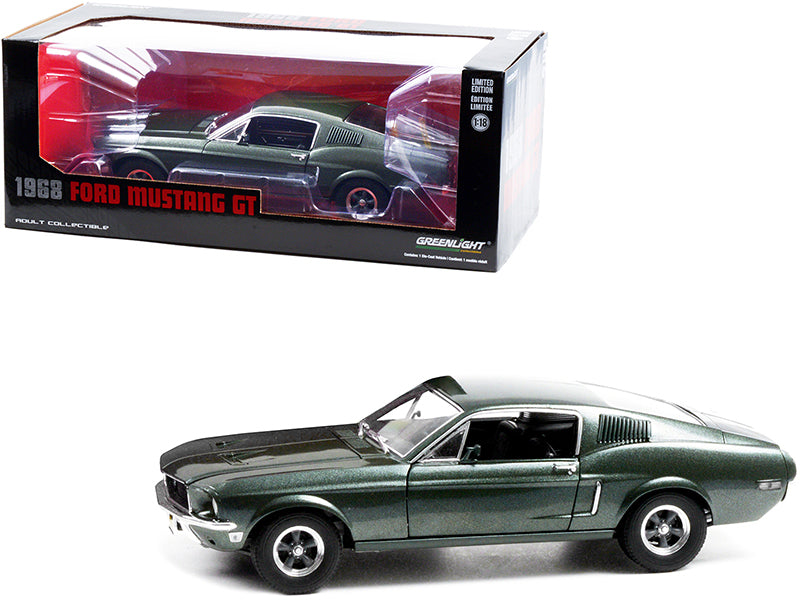 1968 Ford Mustang GT Fastback Highland Green Metallic 1/18 Diecast Model Car