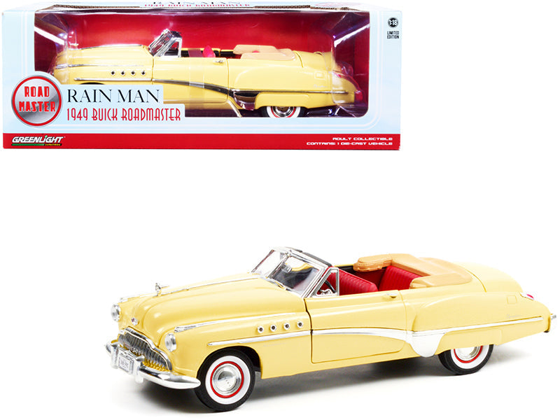 1949 Buick Roadmaster Convertible (Charlie Babbitt's) Yellow with Red Interior "Rain Man" (1988) Movie 1/18 Diecast Model Car