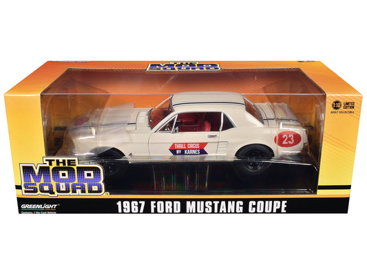 1967 Ford Mustang Coupe #23 "Thrill Circus By Karnes" White 1/18 Diecast Model Car