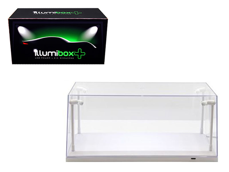 Collectible Display Show Case with LED Lights for 1/18 1/24 Models with White Base