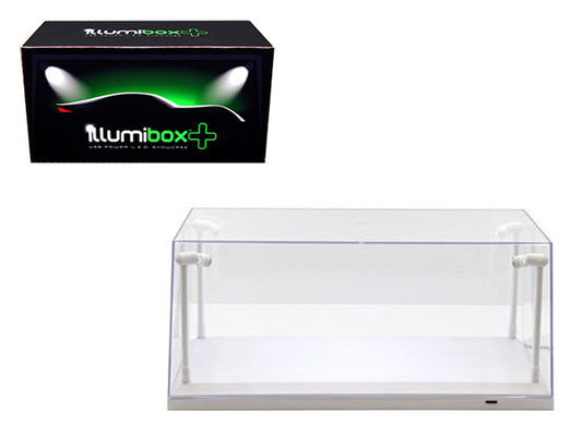 Collectible Display Show Case with LED Lights for 1/18 1/24 Models with White Base