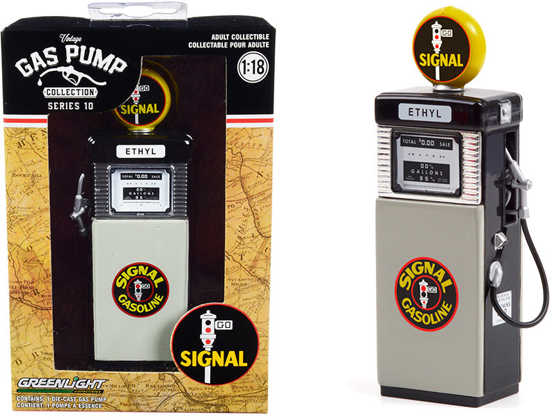 1951 Wayne 505 Gas Pump "Signal Gasoline" Black and Gray "Vintage Gas Pumps" Series 10 1/18 Diecast Model