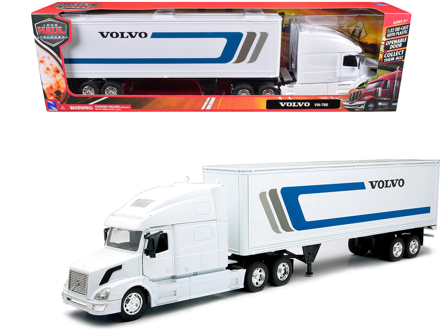 Volvo VN-780 Truck with Dry Van Trailer White "Long Haul Truckers" Series 1/32 Diecast Model