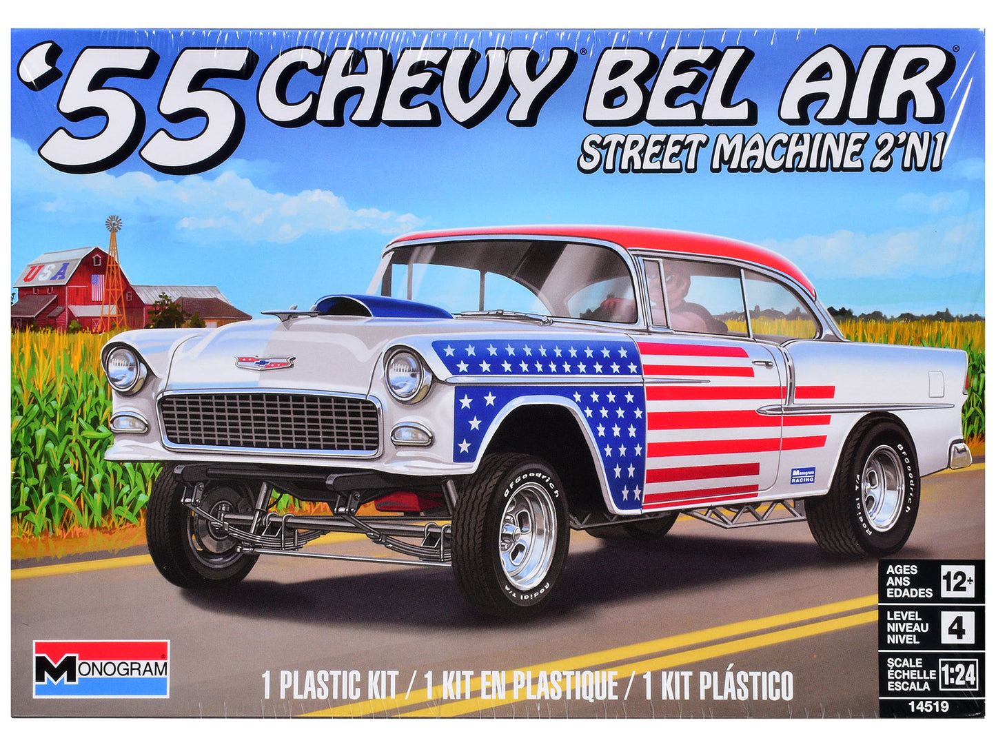 Level 4 Model Kit 1955 Chevrolet Bel Air Street Machine 2-in-1 Kit 1/24 Scale Model