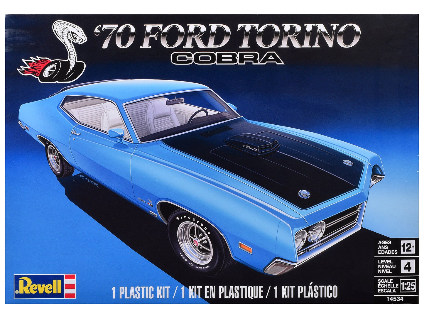 Level 4 Model Kit 1970 Ford Torino Cobra 1/25 Scale Model