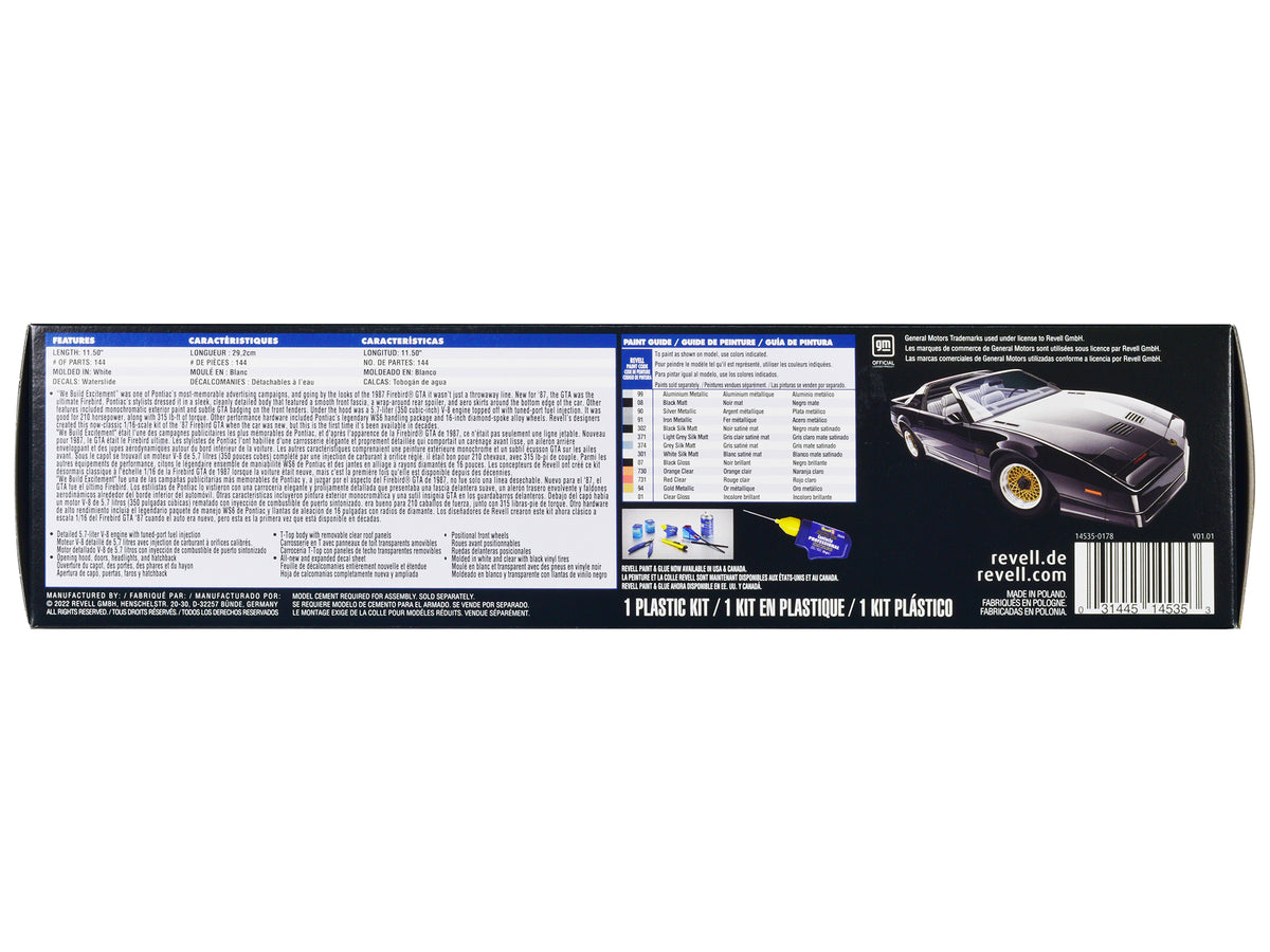 Level 5 Model Kit 1987 Pontiac Firebird GTA 1/16 Scale Model