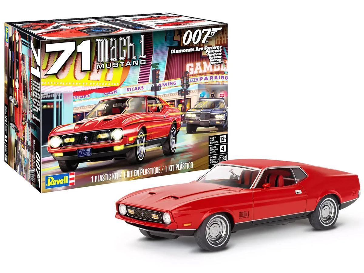 Level 4 Model Kit 1971 Ford Mustang Mach 1 James Bond 007 "Diamonds Are Forever" (1971) Movie 1/25 Scale Model