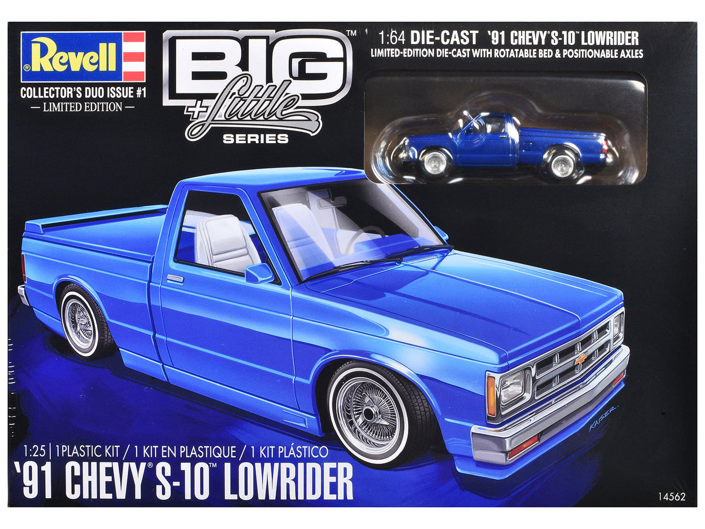 Level 4 Model Kit 1991 Chevrolet S-10 Lowrider Pickup Truck with 1/64 Diecast Version Included "Big + Little Series" 1/25 Scale Model