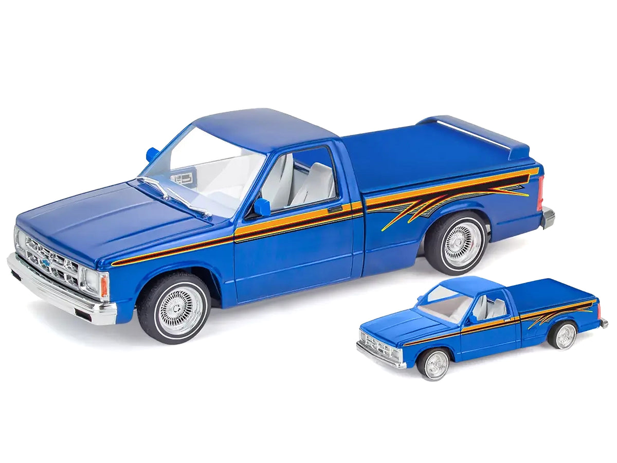 Level 4 Model Kit 1991 Chevrolet S-10 Lowrider Pickup Truck with 1/64 Diecast Version Included "Big + Little Series" 1/25 Scale Model