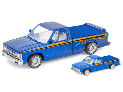 Level 4 Model Kit 1991 Chevrolet S-10 Lowrider Pickup Truck with 1/64 Diecast Version Included "Big + Little Series" 1/25 Scale Model