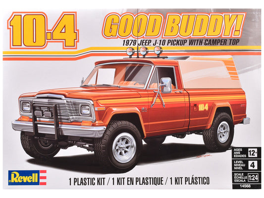 Level 4 Model Kit 1979 Jeep J-10 Pickup Truck with Camper Top 1/24 Scale Model