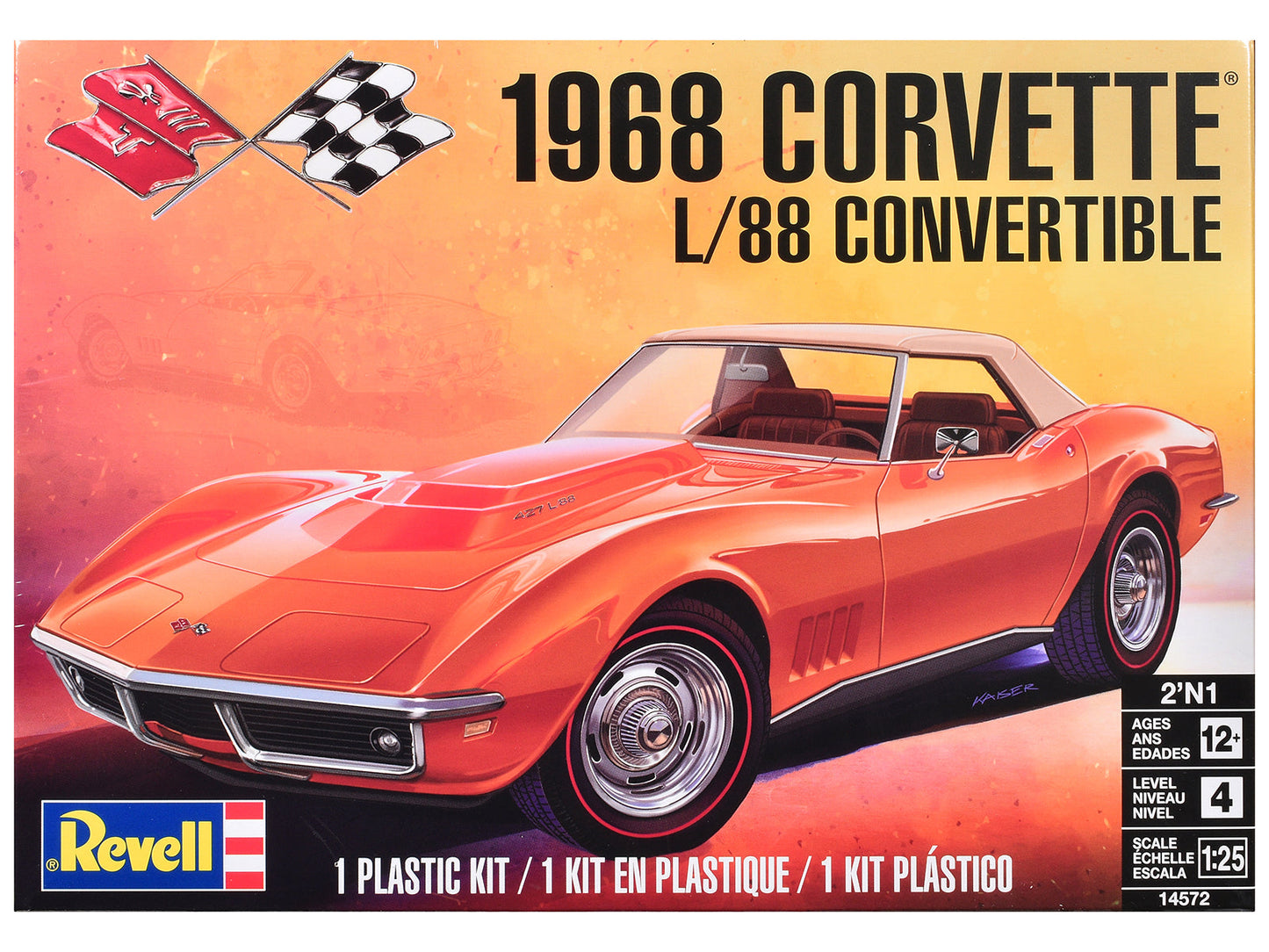 Level 4 Model Kit 1968 Chevrolet Corvette L/88 Convertible 2-in-1 1/25 Scale Model
