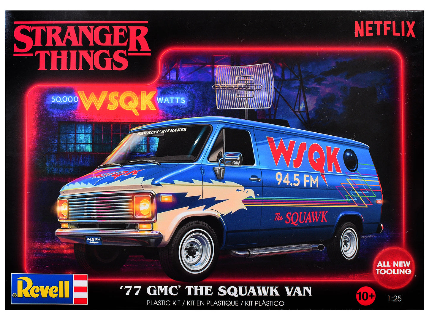 Level 3 Model Kit 1977 GMC "WSQK Squawk" Van "Stranger Things" (2016-2025) TV Series 1/25 Scale Model