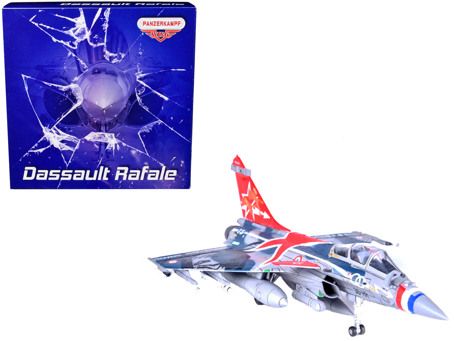 Dassault Rafale C Fighter Jet "Regiment de Chasse 2/30 Normandie-Niemen" 75th Anniversary Edition with Missile Accessories "Panzerkampf Wing" Series 1/72 Scale Model