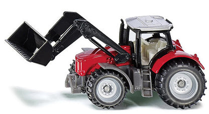 Massey Ferguson Tractor with Front Loader Red with Silver Top Diecast Model
