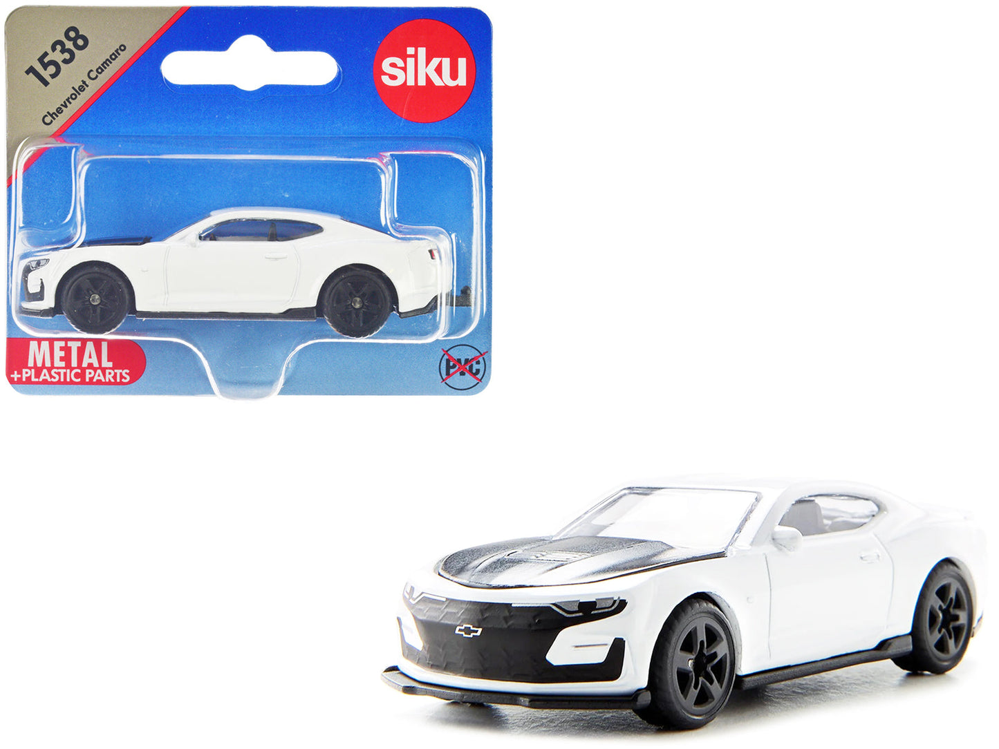 Chevrolet Camaro White with Black Hood Diecast Model Car