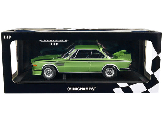 1973 BMW 3.0 CSL Green Metallic with Black Stripes Limited Edition to 450 pieces Worldwide 1/18 Diecast Model Car