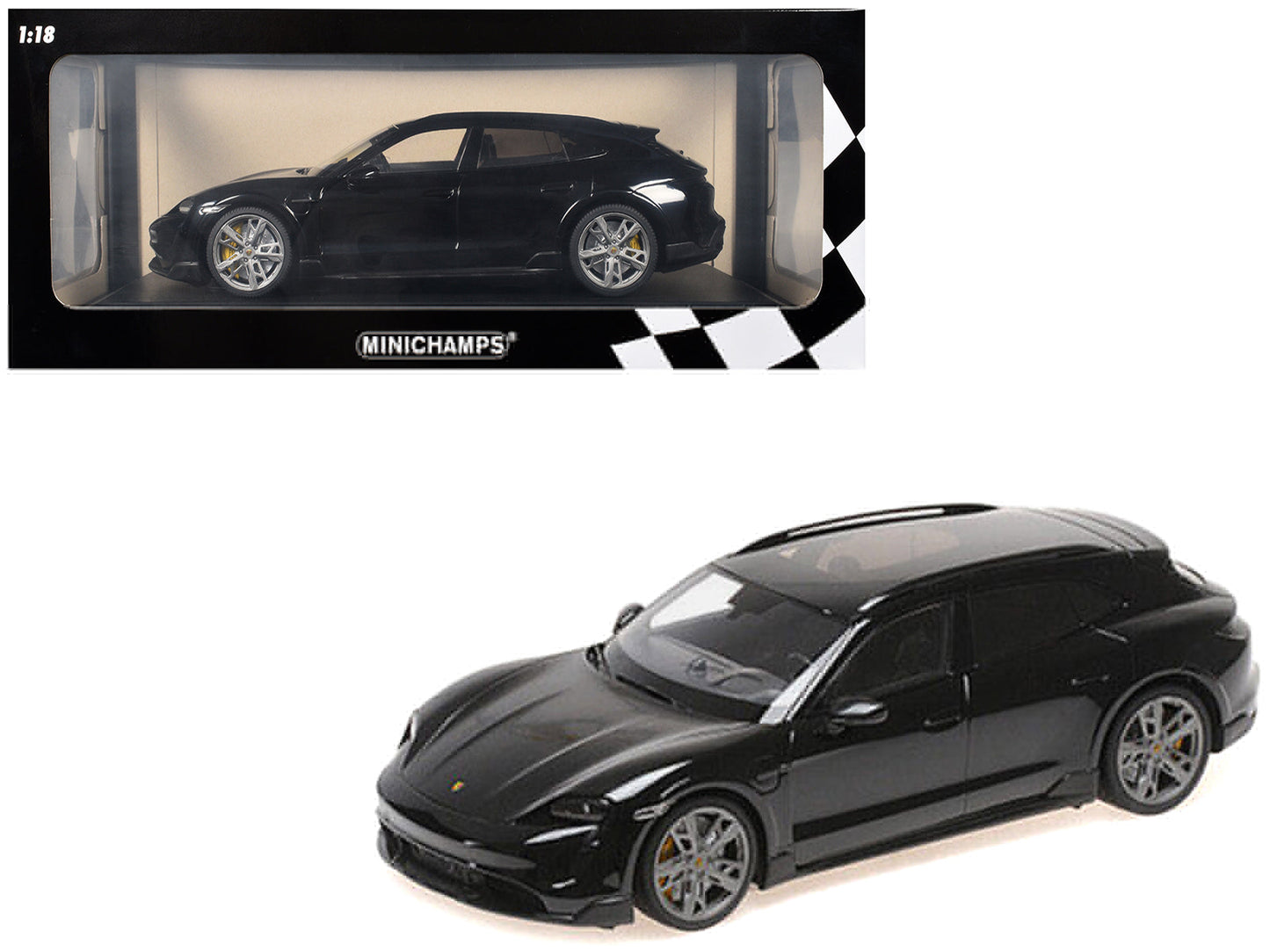2021 Porsche Taycan CUV Turbo S Black Limited Edition to 480 pieces Worldwide 1/18 Diecast Model Car