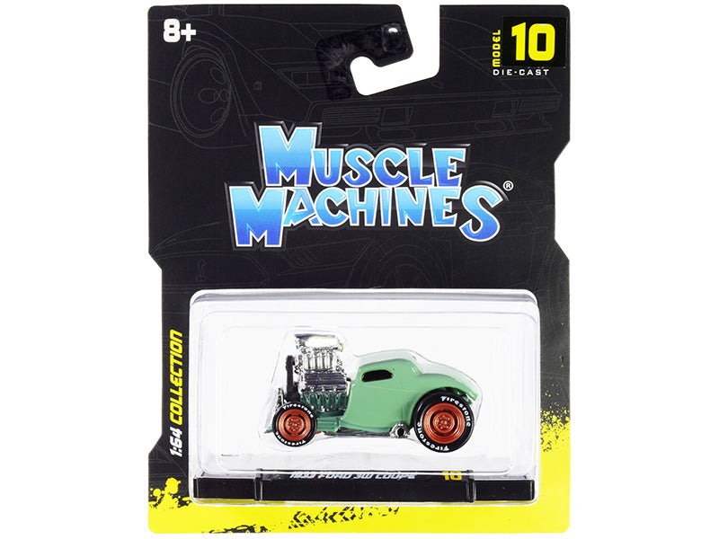 1933 Ford 3W Coupe Light Green 1/64 Diecast Model Car