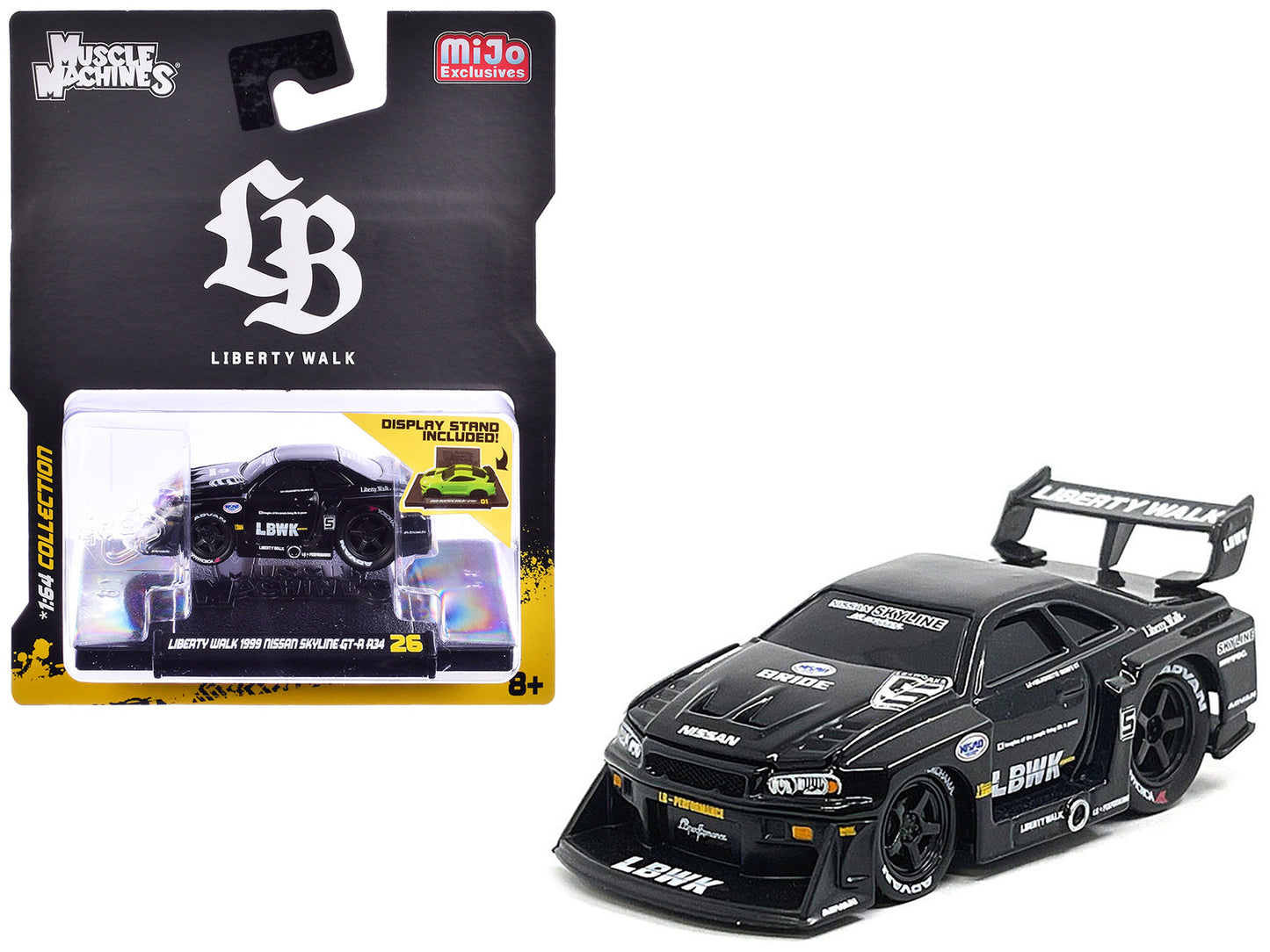 1999 Nissan Skyline GT-R (R34) #5 "Liberty Walk" Black 1/64 Diecast Model Car