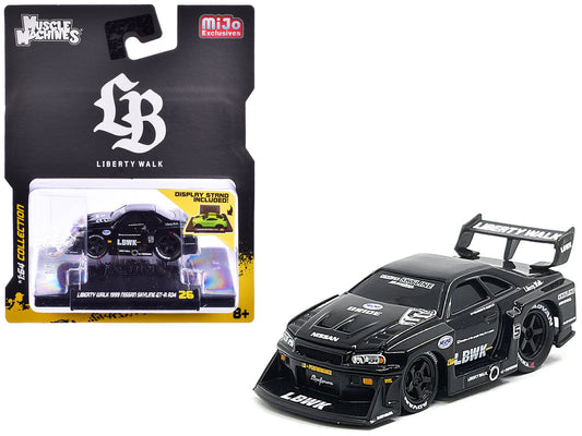 1999 Nissan Skyline GT-R (R34) #5 "Liberty Walk" Black 1/64 Diecast Model Car