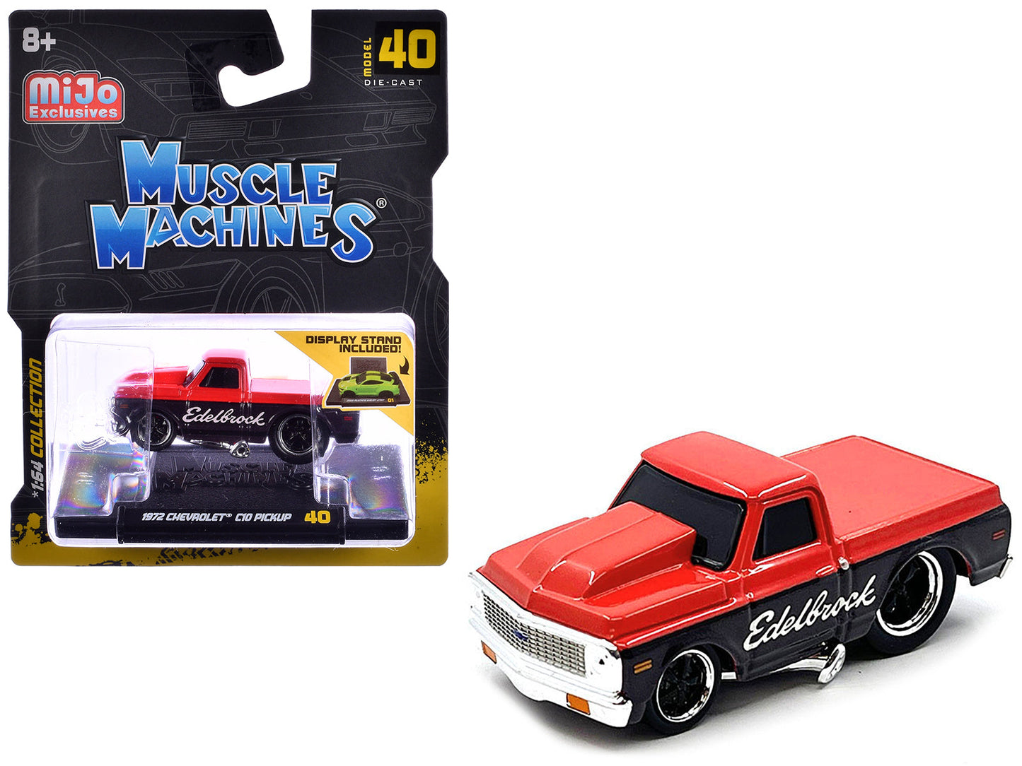 1972 Chevrolet C-10 Pickup Truck Red and Black "Edelbrock" 1/64 Diecast Model Car