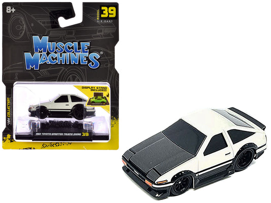 1983 Toyota Sprinter Trueno (AE86) White with Carbon Hood 1/64 Diecast Model Car