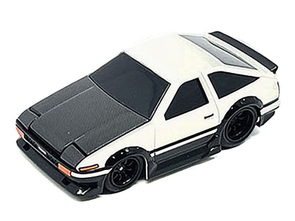 1983 Toyota Sprinter Trueno (AE86) White with Carbon Hood 1/64 Diecast Model Car