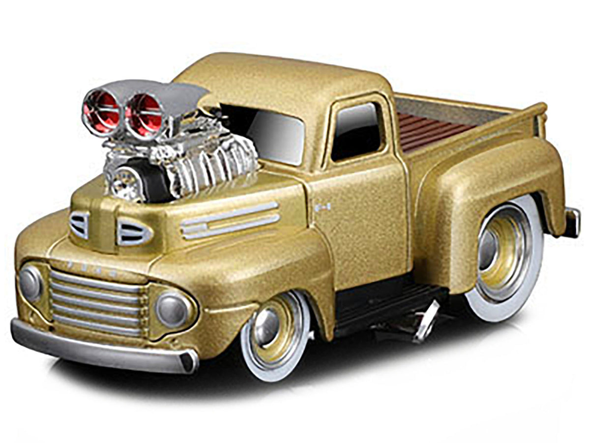 1949 Ford F1 Pickup Truck Gold Metallic 1/64 Diecast Model Car