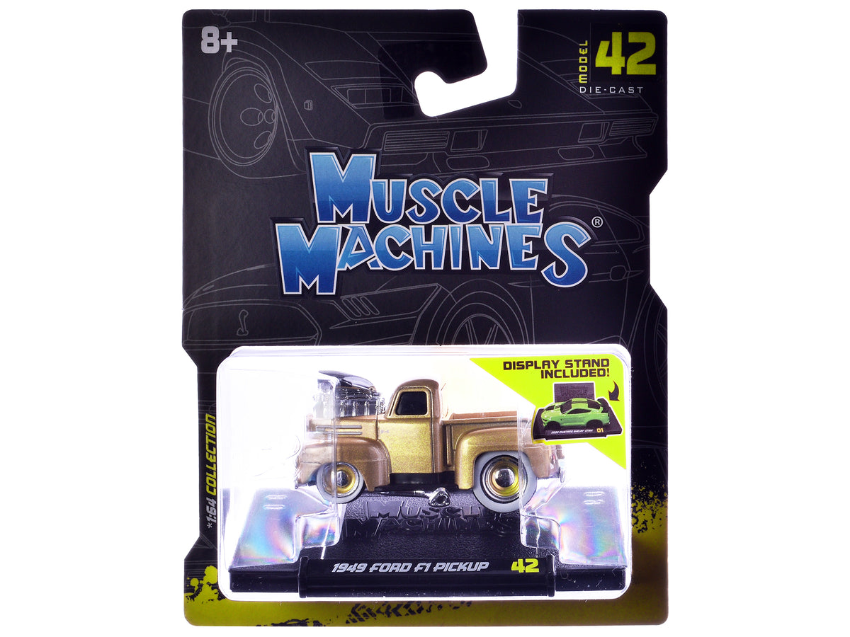 1949 Ford F1 Pickup Truck Gold Metallic 1/64 Diecast Model Car