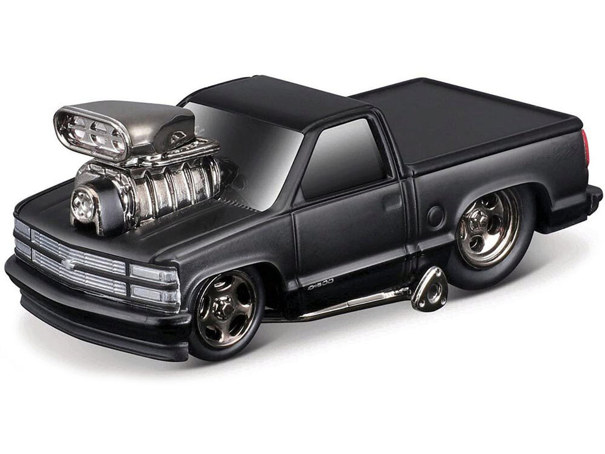 1993 Chevrolet 454 SS Pickup Truck Matt Black "Blackout Edition" 1/64 Diecast Model