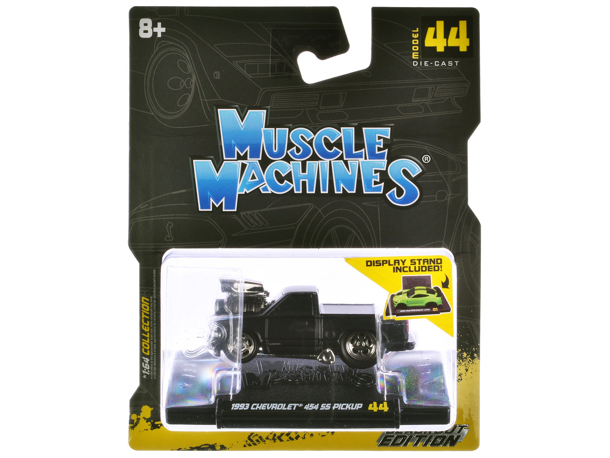 1993 Chevrolet 454 SS Pickup Truck Matt Black "Blackout Edition" 1/64 Diecast Model