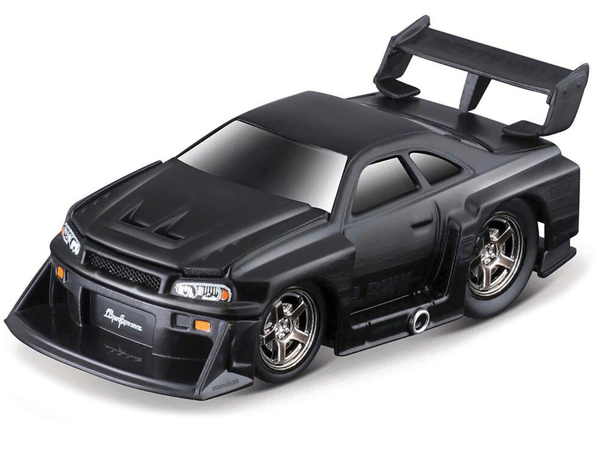 1999 Nissan Skyline GT-R (R34) #5 "Liberty Walk" Matt Black 1/64 Diecast Model Car
