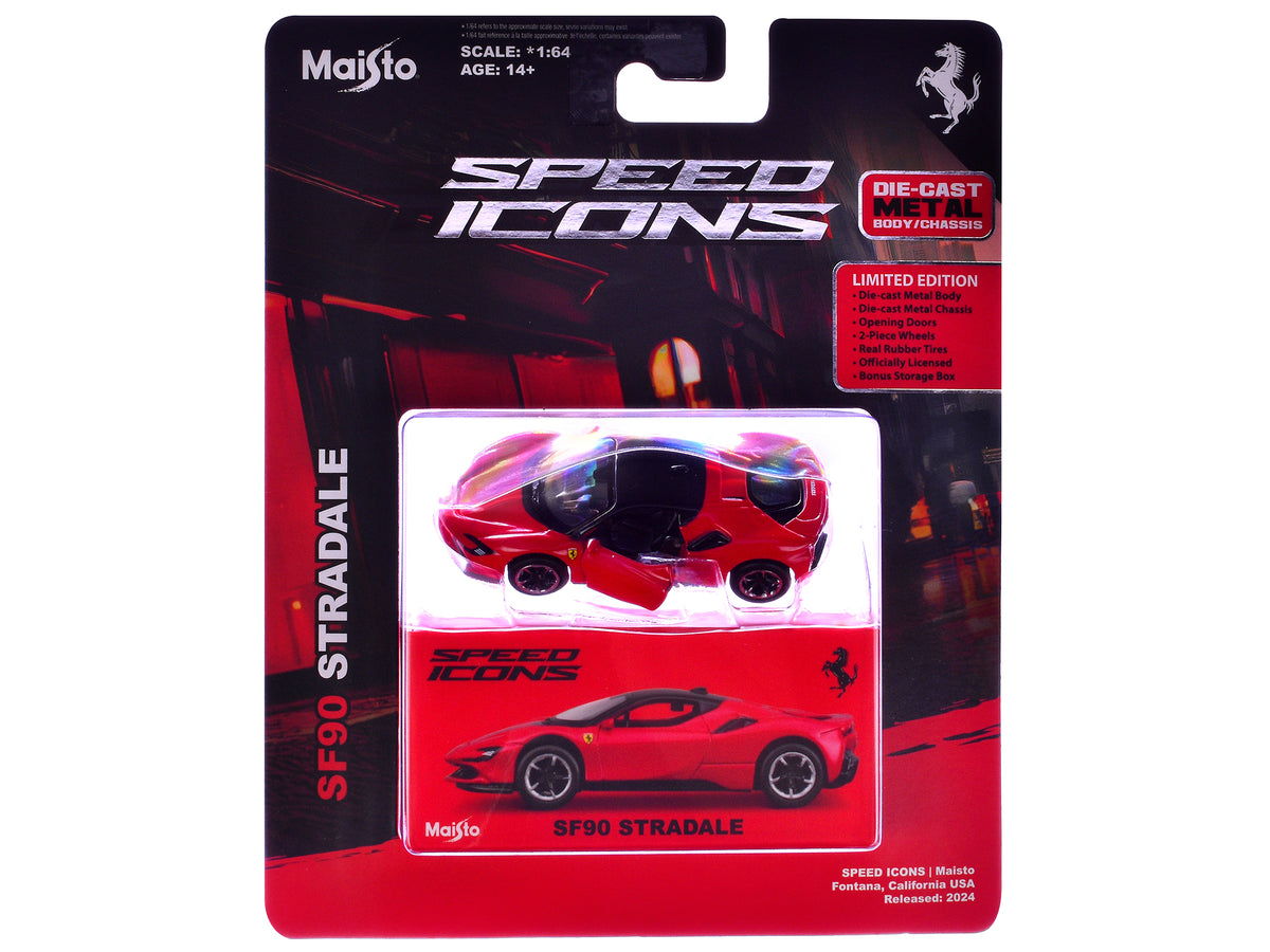 Ferrari SF90 Stradale Red with Black Top "Speed Icons" Series 1/64 Diecast Model Car