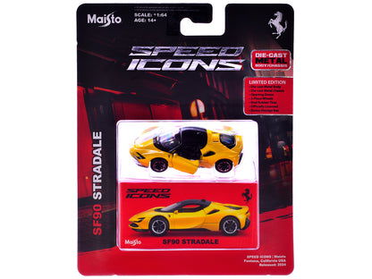 Ferrari SF90 Stradale Yellow with Black Top "Speed Icons" Series 1/64 Diecast Model Car
