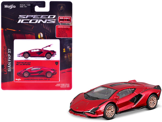 Lamborghini Sian FKP 37 Red Metallic "Speed Icons" Series 1/64 Diecast Model Car